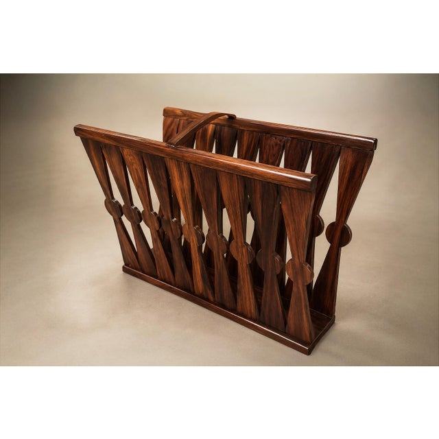 Brazilian Modern Sculptural Magazine Rack in Rosewood, Brazil, 1960s For Sale - Image 13 of 18