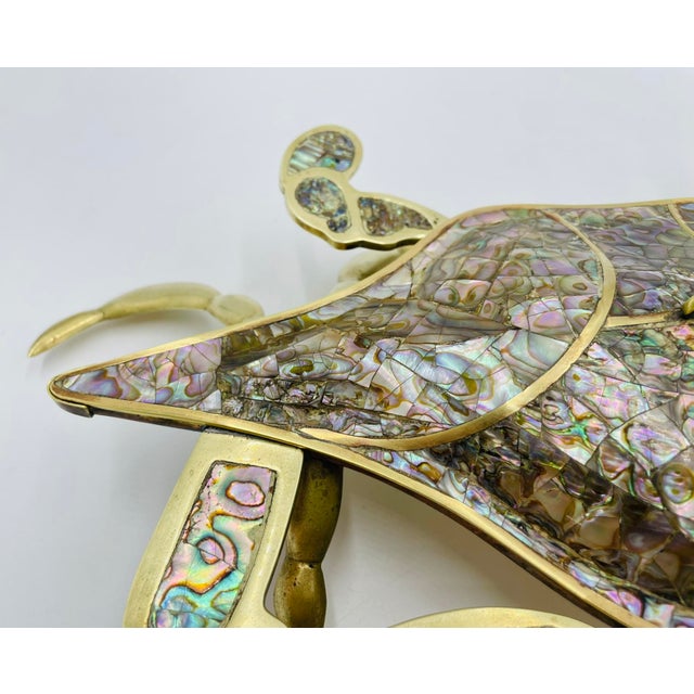 1960s Rare Los Castillo Taxco "Crab" Abalone & Brass Jewelry Box, Mexican Silversmith For Sale - Image 12 of 18