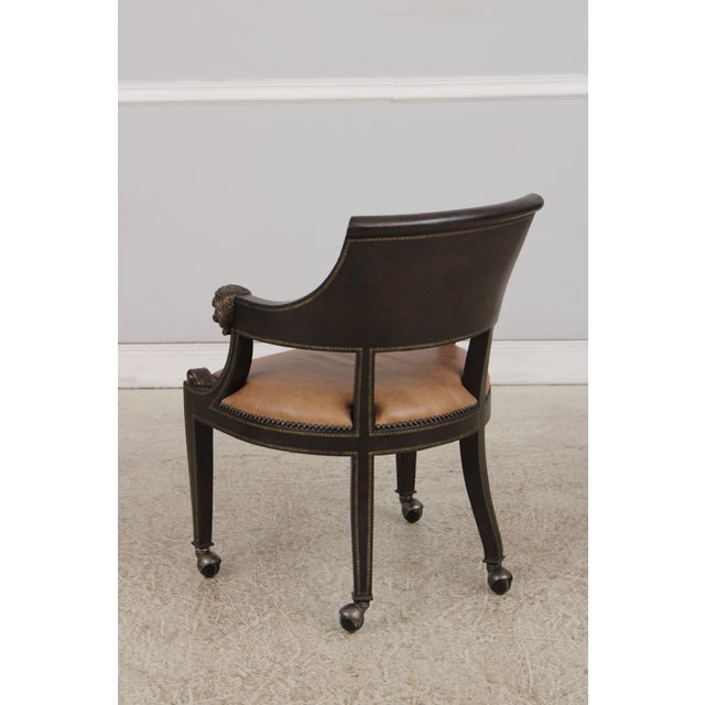 Animal Skin Set of 6 Maitland Smith Leather Lionhead Armchairs For Sale - Image 7 of 18
