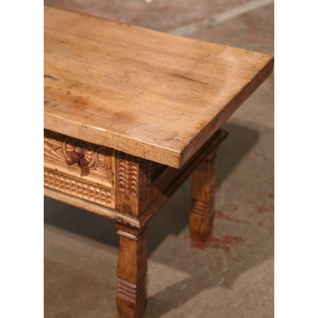 Brown 19th Century Spanish Baroque Bleached Walnut Coffee Table With Drawers For Sale - Image 8 of 12