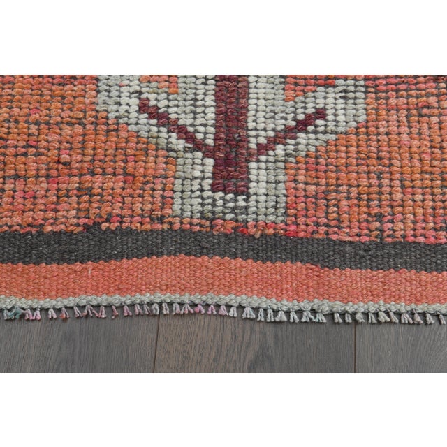 1970s Vintage Turkish Handmade Wool & Cotton Pink Runner Rug For Sale - Image 4 of 11