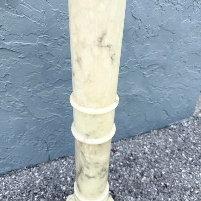 Vintage Italian Hand Carved Alabaster Pedestal For Sale - Image 4 of 10