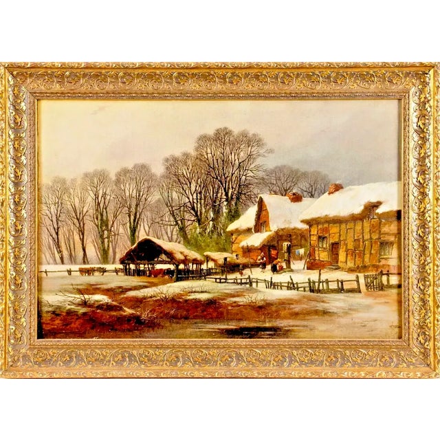 Late 19th Century Signed, William Pitt, Winter Country Scene, Antique Oil Painting For Sale