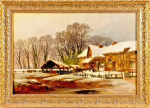 Late 19th Century Signed, William Pitt, Winter Country Scene, Antique Oil Painting