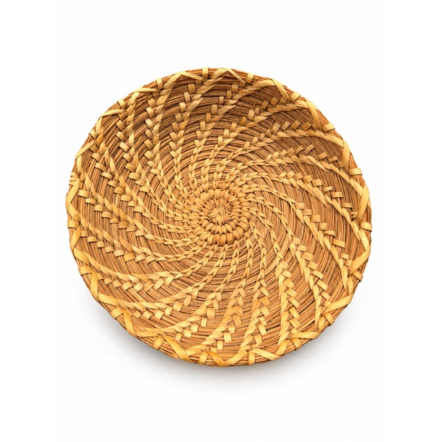 Vintage Handwoven Open-Coil Spiral Basket Bowl For Sale - Image 4 of 4