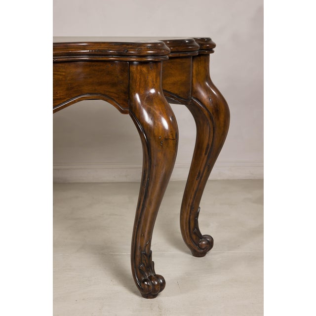 Late 20th Century Marge Carson Walnut Serpentine Console Table with Cabriole Legs For Sale - Image 15 of 18