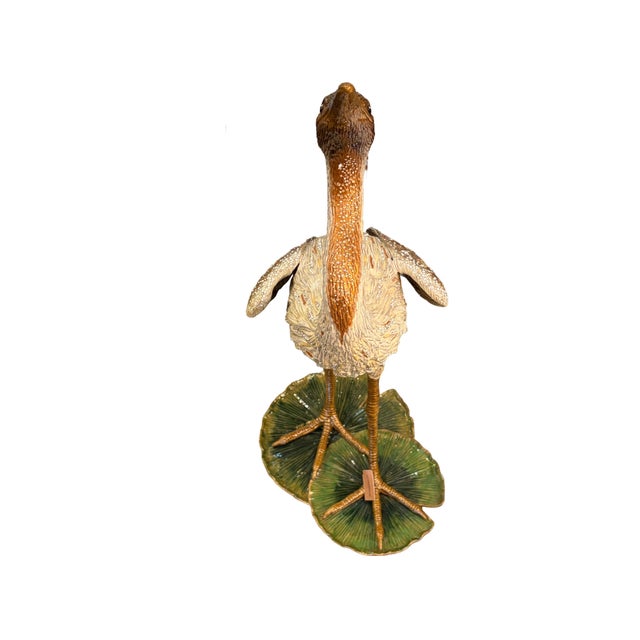Chinoiserie Jay Strongwater Lily Pad Crane Statue Signed For Sale - Image 3 of 7