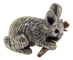 Vintage Italian Handmade Silver and Brass Bunny with Carrot, Italy, 1970s