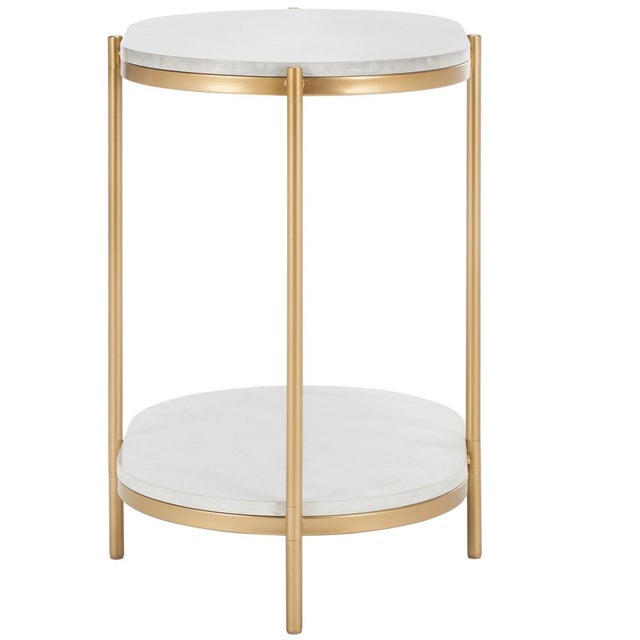 Metal Dove End Table in Gold with White Faux Marble For Sale - Image 7 of 8