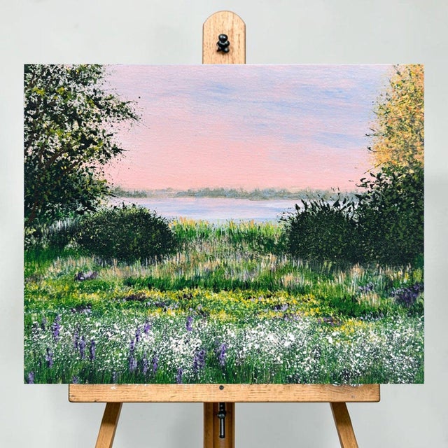 Bring a serene natural landscape into your space with this original acrylic painting. Its vibrant hues and calming scenery...