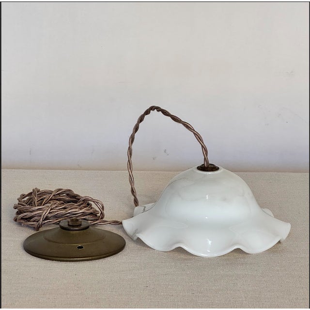 1900s Antique Decorative Glass Shade Pendant For Sale - Image 4 of 5