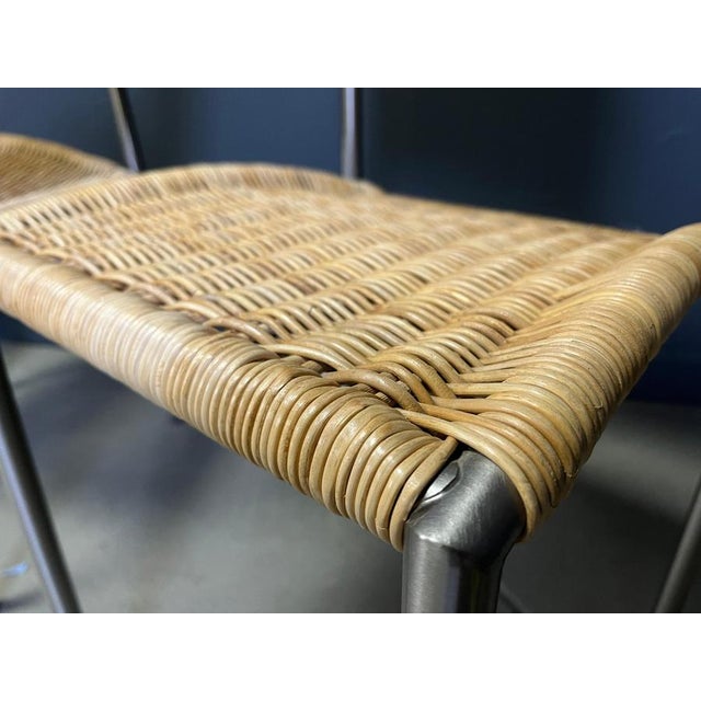 Vintage Italian Wicker and Chrome Dining Chairs, 1980s, Set of 4 For Sale - Image 6 of 8
