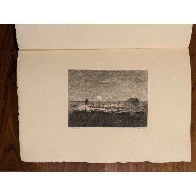 Embrace the rustic elegance of 19th-century French art with an exceptional 1873 folio engraving, “La bergerie,” originally...