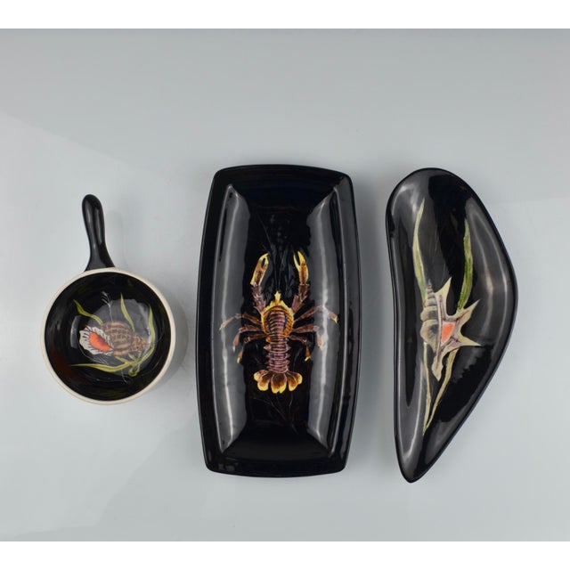 Shell Ceramic Set by Guy Trévoux for Henriot Quimper, 1950s, Set of 3 For Sale - Image 6 of 13