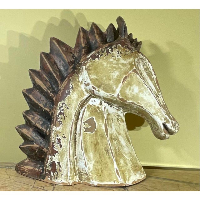 Mid -20th Century Terracotta Horse Head 19” W X 19”w X 8”d For Sale - Image 13 of 18