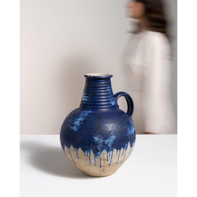 Mid 20th Century Mid 20th Century Blue Ceramic Bottles & Jars & Jugs For Sale - Image 5 of 7