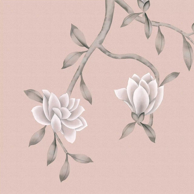 36" * H100"/Panel * 5ps, Pale Pink Magnolia Wallpaepr, Magnolia‌ Wallpaper Mural, 5 Panels For Sale - Image 4 of 5