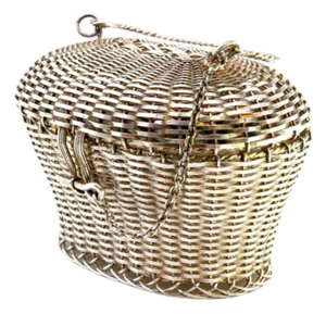Silver Basket with Handle and Sliding Closure