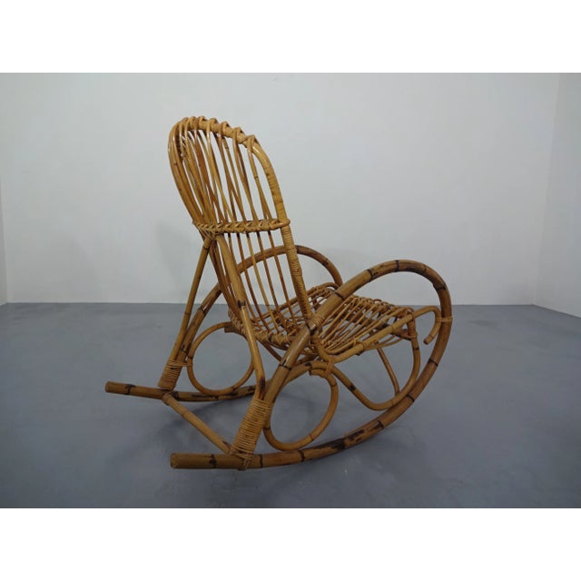 Wood Mid-Century Italian Bamboo Rocking Chair, 1950s For Sale - Image 7 of 18