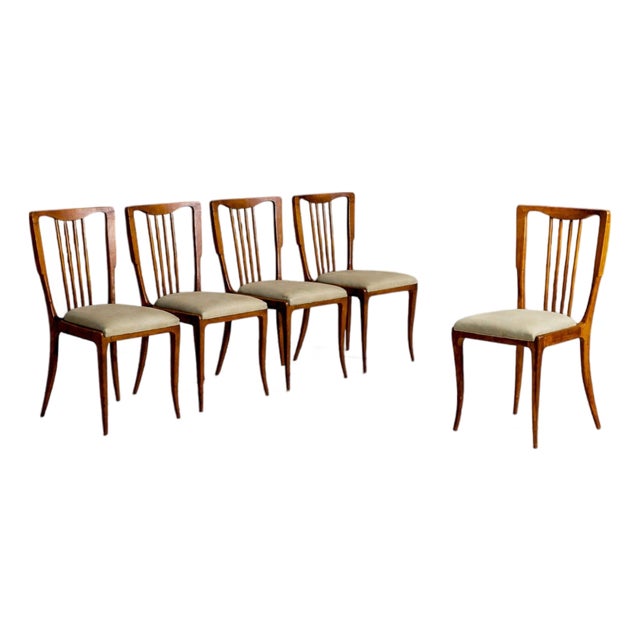 Set of 5 Dining Chairs in Caviuna Wood & Fabric, Giuseppe Scapinelli, 1950s - Lot 706 For Sale