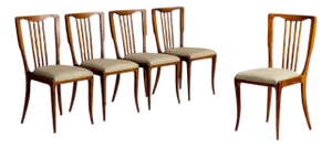 Set of 5 Dining Chairs in Caviuna Wood & Fabric, Giuseppe Scapinelli, 1950s - Lot 706