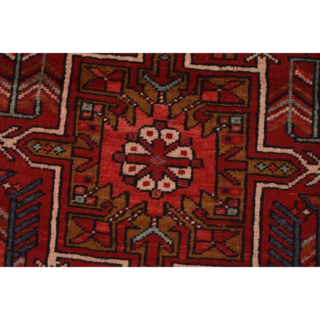 Karajeh Runner 3’8” X 15′ Red Wool Semi-Antique Tribal Hand-Knotted Rug For Sale - Image 10 of 14