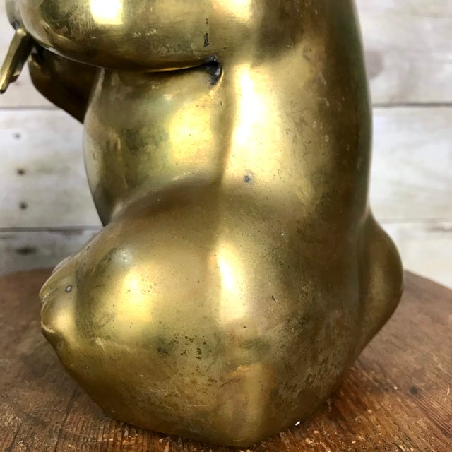 Vintage Mid-Century Brass Panda Bear Eating Bamboo Home Decor Heavy Statue For Sale - Image 13 of 14