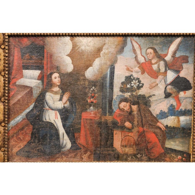 19th C. Spanish Colonial Religious Painting For Sale - Image 10 of 10