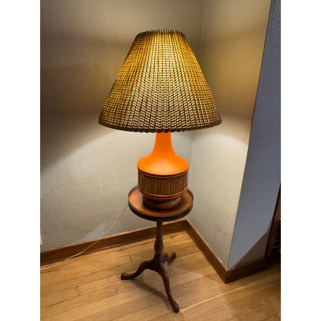 1960s Vintage 1970s Ceramic Bamboo Table Lamp With Woven Shade For Sale - Image 5 of 16