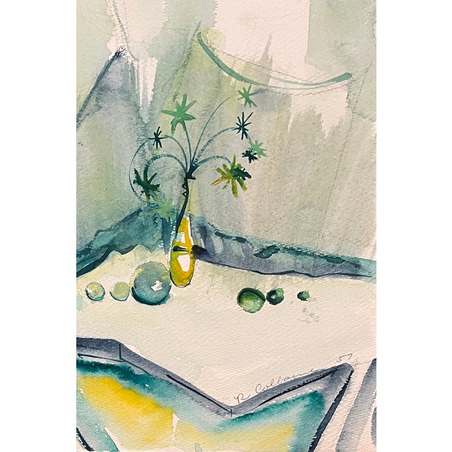 MCM painting on paper by artist Robert Brady Colborne (1931-2002). Signed lower right; bearing estate stamp on the back....