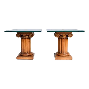 Neoclassical Style Pedestal End Tables by John Stuart