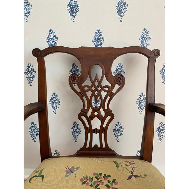 This lovely Chippendale chair was constructed in Britain in the mid-1700s. With its Gothic inspired back splat with...