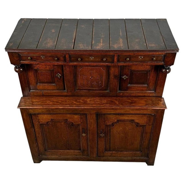 Antique Mid-18th Century Welsh Oak Deuddarn Food Cupboard For Sale - Image 4 of 13