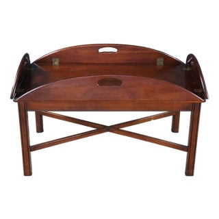 Vintage Statton Old Towne Cherry English Chippendale Style Butlers Coffee Table For Sale