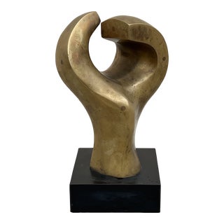 Brazilian Mid-Century Modern Abstract Bronze Sculpture, Signed J Tavares For Sale