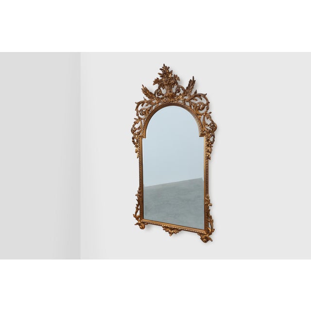 Rococo Large 20th Century Baroque Gilt Mirror by Deknudt, Belgium, 1960s For Sale - Image 3 of 12
