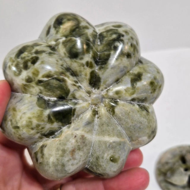 Late 20th Century Late 20th Century Hand Carved Green Soapstone Bird on Leaves Trinket Box 3" Tall Stone Rustic Decor For Sale - Image 5 of 8