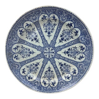 19th Century French Blue & White Faience Dinner Plate Sarreguemines For Sale