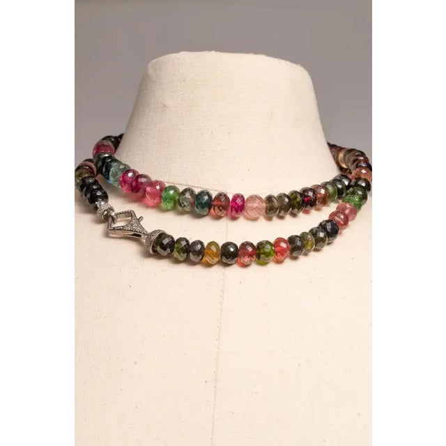 Deborah Lockhart Phillips Late 20th Century Beaded Faceted Tourmaline and Diamond Necklace For Sale - Image 4 of 5