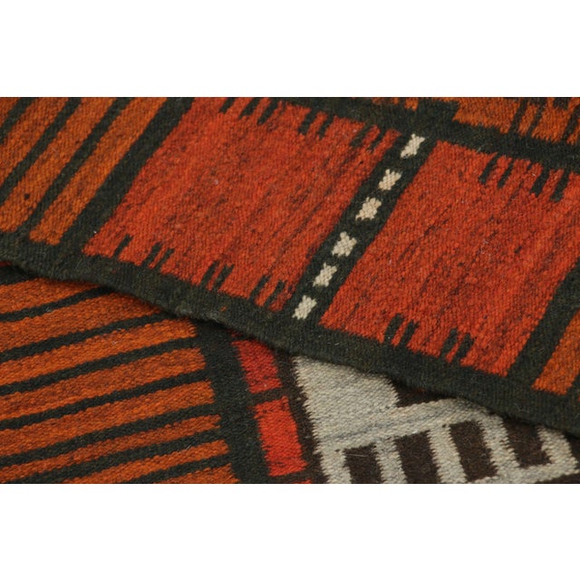 Textile Vintage Swedish Rya Runner in Rust With White Geometric Pattern - Rug & Kilim For Sale - Image 7 of 7