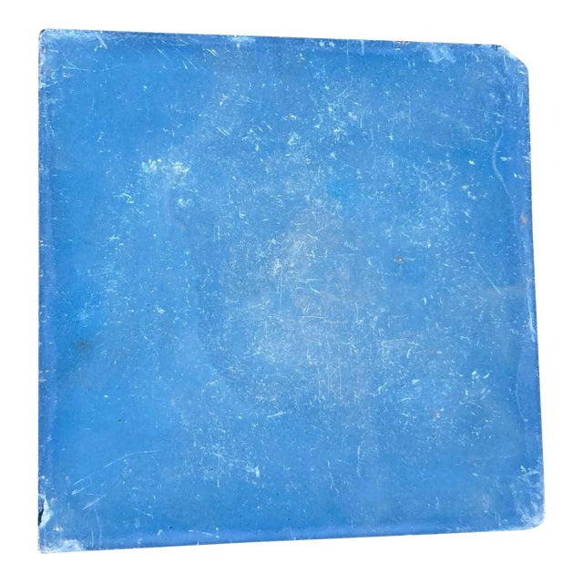 Moroccan Handcrafted Reclaimed Encaustic Cement Tile Blue Color For Sale