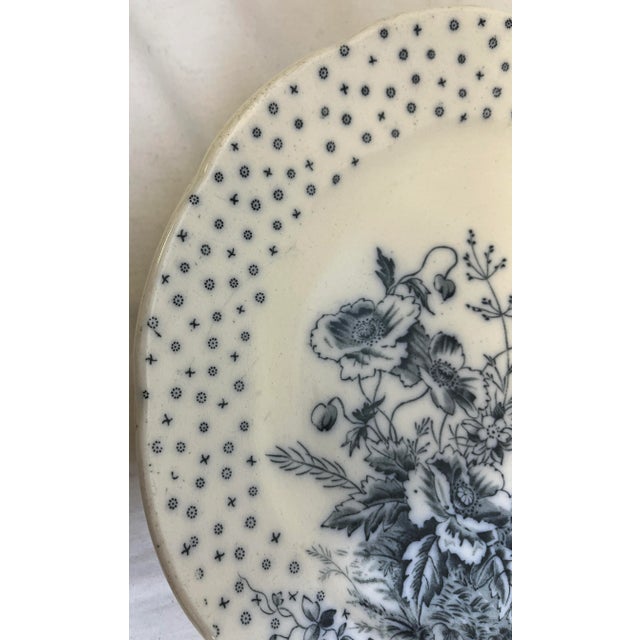 Ceramic Antique Set of 4 Sampson Hancock Aesthetic Movement Blue Poppy Floral Pattern Luncheon Plates From England - Circa 1885 For Sale - Image 7 of 10