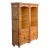 This is a set of regency style carved fruitwood faux bamboo style cabinets. They are able to be lit, and the glass shelves...