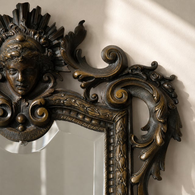 Rococo Beveled Bronze Mirror Dating from the Second Empire, Louis Xv Style For Sale - Image 3 of 12