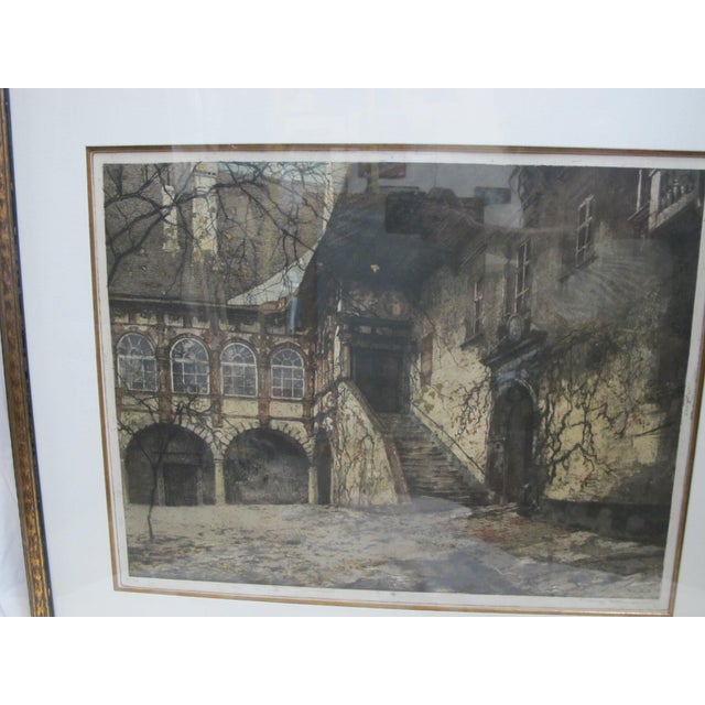 Luigi Kasimir (1881-1962), framed etching of Schallaburg Castle Austria. Signed in pencil at lower right. Gilt wood frame...
