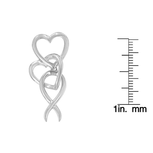 Haus of Brilliance .925 Sterling Silver Double-Heart & Awareness Ribbon Linked Pendant Necklace For Sale - Image 4 of 4