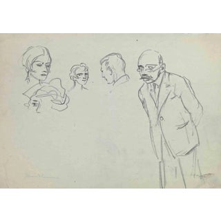 Pierre Georges Jeanniot, The Portraits, Pencil Drawing, Early 20th-Century For Sale