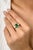Art Deco 2.41 Ctw Natural Emerald Diamond Three Stone Engagement Ring Size 7 (All Sizes Available) For Sale - Image 3 of 8