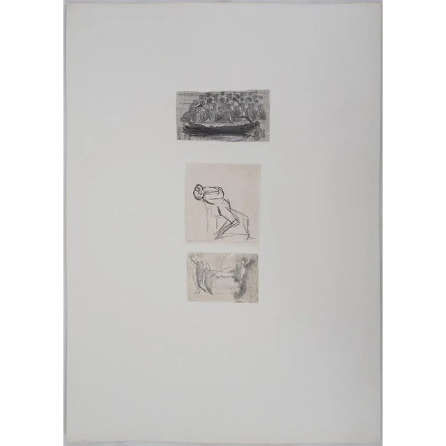 Auguste RODIN (1840-1917) (after) Three designs Engraving (heliogravure resumed at the tip) and enhanced with watercolor...