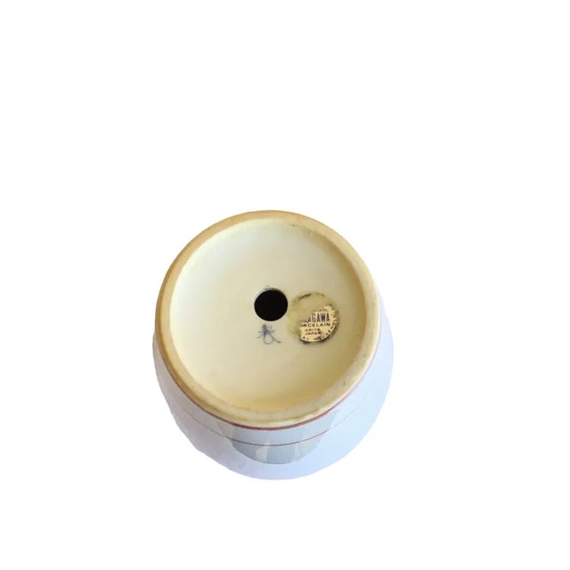 Ceramic Vintage Japanese Fukagawa Hand-Painted Arita Porcelain Enamel Butterfly Vase For Sale - Image 7 of 8